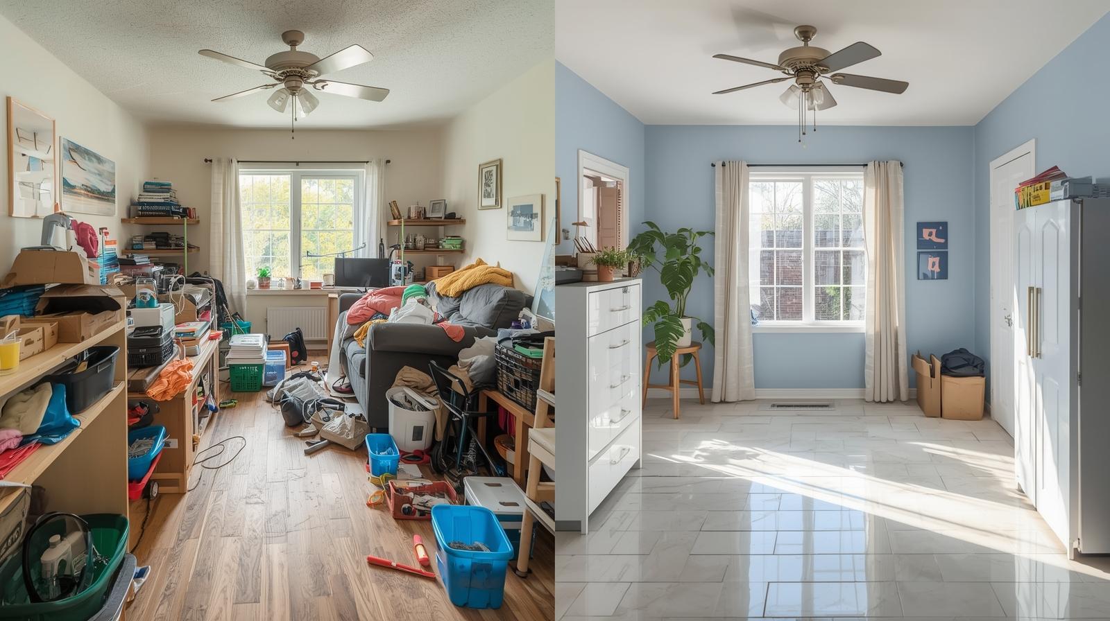Before and after home cleaning